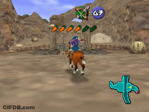 A Screenshot Of A Video Game Shows Carrots On A Cliff And A Blue Button With Chinese Characters GIF