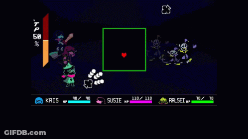 A Screenshot Of A Video Game Shows Susie Using Rude Buster GIF