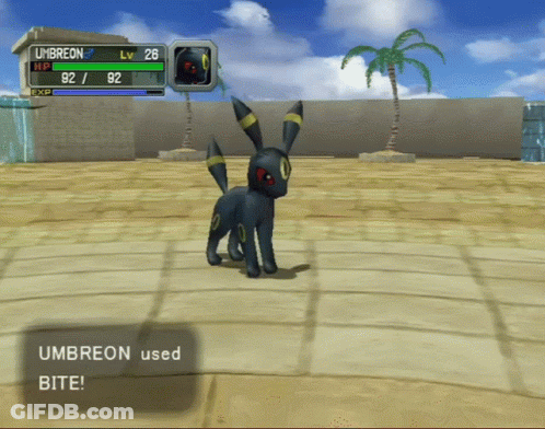 A Screenshot Of A Video Game Shows Umbreon Being Used GIF