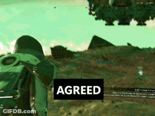 A Screenshot Of A Video Game That Says Agreed On The Bottom GIF