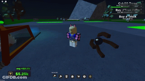 A Screenshot Of A Video Game That Says Buy Tree Effect And Buy Truck GIF