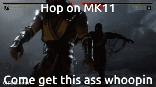 A Screenshot Of A Video Game That Says Hop On Mk11 GIF