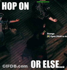 A Screenshot Of A Video Game That Says " Hop On Or Else " GIF