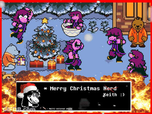 A Screenshot Of A Video Game That Says Merry Christmas Nerd GIF