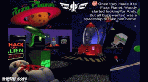 A Screenshot Of A Video Game That Says Pizza Planet GIF