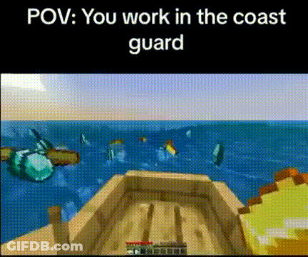 A Screenshot Of A Video Game That Says ' POV : You Work In The Coast Guard ' On It GIF