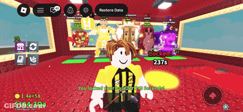 A Screenshot Of A Video Game That Says Restore Data On The Bottom GIF