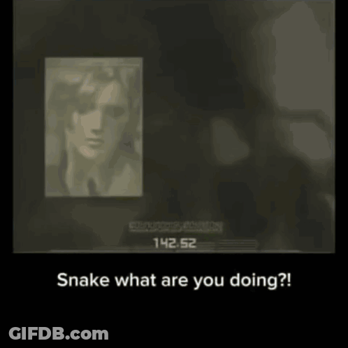 A Screenshot Of A Video Game That Says " Snake What Are You Doing ? " GIF