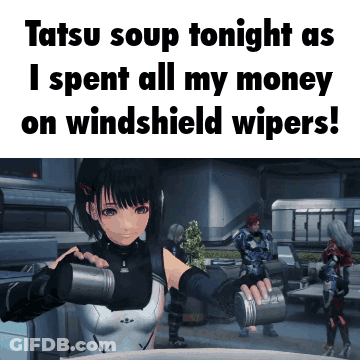 Video Game Screen Saying Tatsu Soup Tonight After Wipers GIF