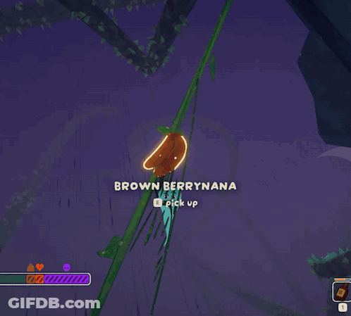 A Screenshot Of A Video Game With A Berrynana Peel Being Picked Up GIF