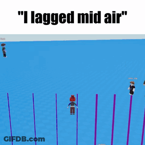 A Screenshot Of A Video Game With A Caption That Says " I Lagged Mid Air " GIF