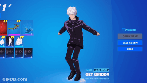 A Screenshot Of A Video Game With A Character Called Get Griddy GIF