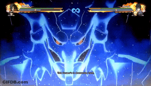 A Screenshot Of A Video Game With A Character Named Sasuke And A Character Named Mikasa GIF