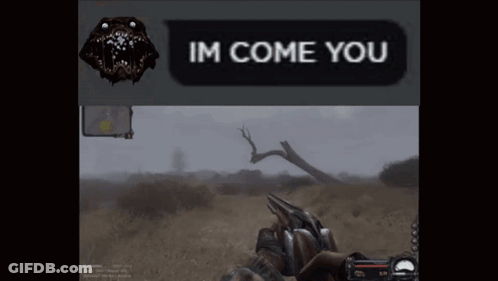 A Screenshot Of A Video Game With A Message That Says " Im Come You " GIF