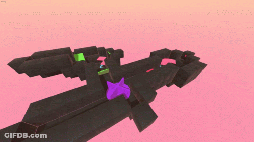 A Screenshot Of A Video Game With A Pink Background And A Red Arrow GIF