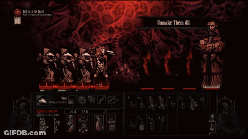 A Screenshot Of A Video Game With A Plague Doctor In The Middle GIF