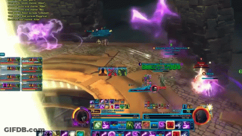A Screenshot Of A Video Game With A Purple Lightning Bolt Coming Out Of It GIF