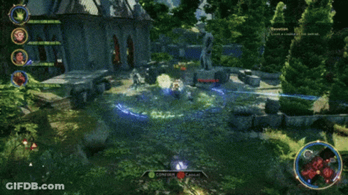 A Screenshot Of A Video Game With A Purple Lightning Bolt Coming Out Of The Screen . GIF