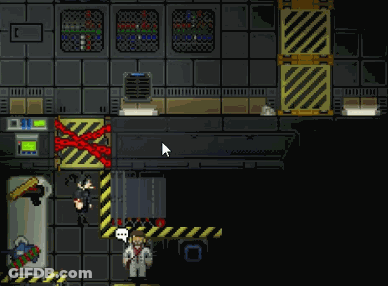 A Screenshot Of A Video Game With A Red Tape Around A Door GIF