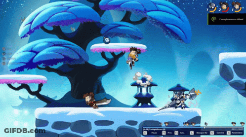 A Screenshot Of A Video Game With A Tree In The Background And A Few Characters GIF