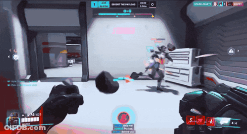 A Screenshot Of A Video Game With Escort The Payload At The Top Of The Screen GIF