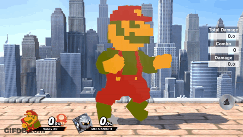 A Screenshot Of A Video Game With Mario And Meta Knight GIF