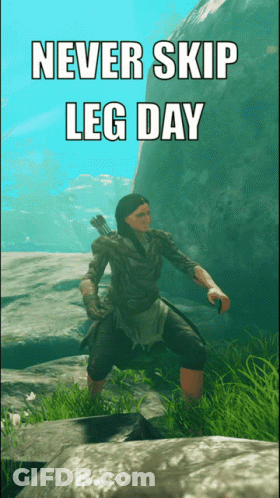 A Screenshot Of A Video Game With The Caption Never Skip Leg Day GIF