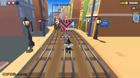 A Screenshot Of A Video Game With The Number 4400 On The Tracks GIF