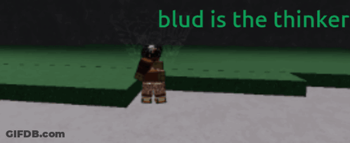 A Screenshot Of A Video Game With The Words Blud Is The Thinker GIF