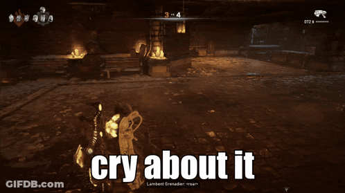 A Screenshot Of A Video Game With The Words Cry About It GIF