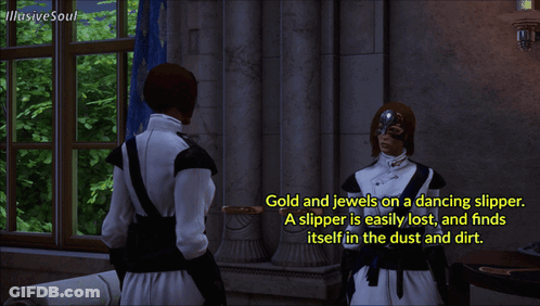 A Screenshot Of A Video Game With The Words Gold And Jewels On A Dancing Slipper On The Bottom GIF