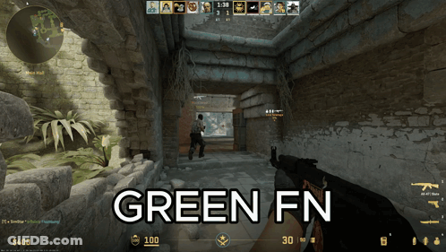 A Screenshot Of A Video Game With The Words Green Fn At The Bottom GIF