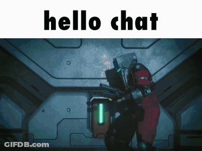 A Screenshot Of A Video Game With The Words Hello Chat On The Bottom GIF