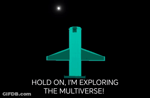 A Screenshot Of A Video Game With The Words Hold On I 'M Exploring The Multiverse GIF