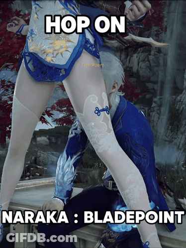 A Screenshot Of A Video Game With The Words Hop On And Naraka Bladepoint GIF