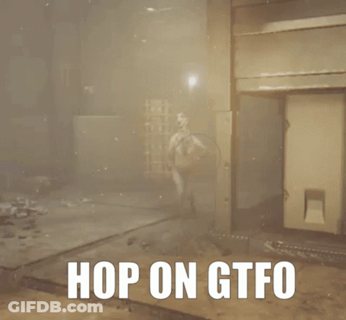 A Screenshot Of A Video Game With The Words Hop On Gtfo GIF