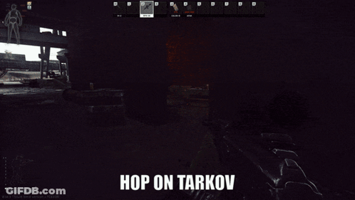 A Screenshot Of A Video Game With The Words Hop On Tarkov GIF