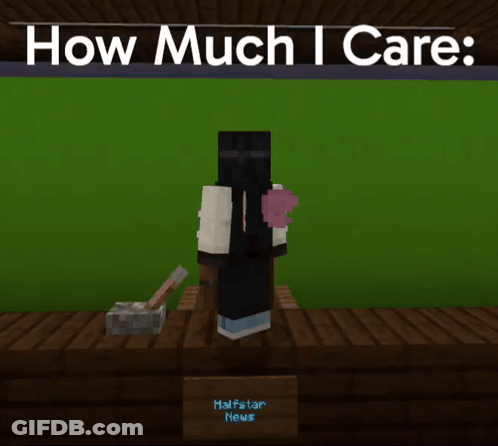 A Screenshot Of A Video Game With The Words How Much I Care On It GIF