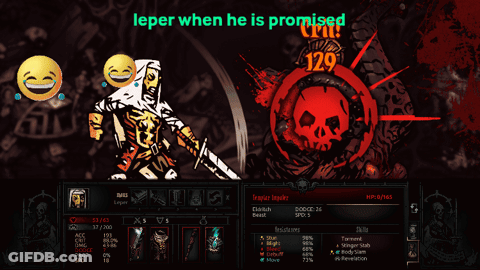 A Screenshot Of A Video Game With The Words " Leper When He Is Promised Beans " GIF