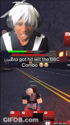 A Screenshot Of A Video Game With The Words Livebro Got Hit Wit The Bbc Combo GIF