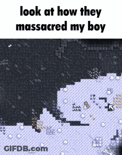 A Screenshot Of A Video Game With The Words Look At How They Massacred My Boy Below It GIF