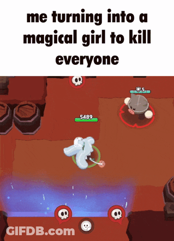 A Screenshot Of A Video Game With The Words Me Turning Into A Magical Girl To Kill Everyone GIF