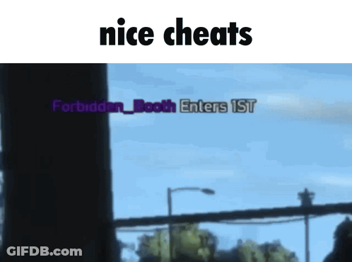 A Screenshot Of A Video Game With The Words Nice Cheats On The Bottom GIF