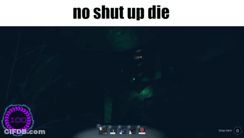 A Screenshot Of A Video Game With The Words No Shut Up Die GIF