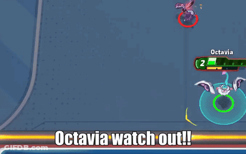 A Screenshot Of A Video Game With The Words Octavia Watch Out Below It GIF