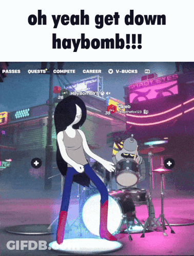 A Screenshot Of A Video Game With The Words Oh Yeah Get Down Haybomb GIF