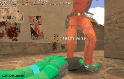 A Screenshot Of A Video Game With The Words Orange Team Wins On The Screen GIF