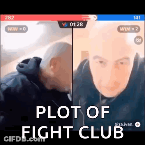 A Screenshot Of A Video Game With The Words Plot Of Fight Club GIF