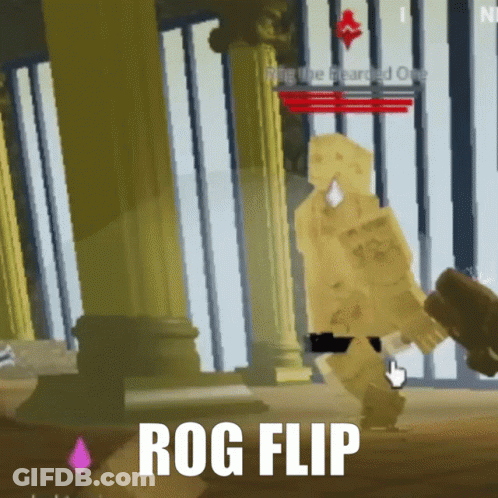 A Screenshot Of A Video Game With The Words Rog Flip At The Bottom GIF