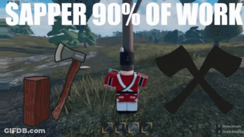 A Screenshot Of A Video Game With The Words Sapper 90 % Of Work GIF